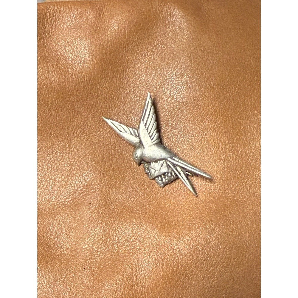 Vintage Swallow Carrier Bird Pin‎ Brooch Mexican Silver Sparrow Letter GUC